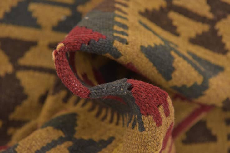 Detail image of 2' 2 x 6' 2 Hand Woven Kilim Maymana Wool Runner Rug