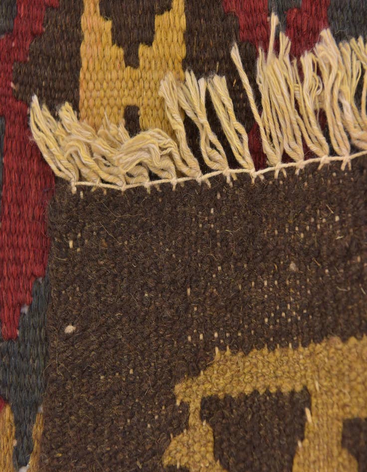 Detail image of 2' 2 x 6' 2  Hand Woven Kilim Maymana Wool Runner Rug