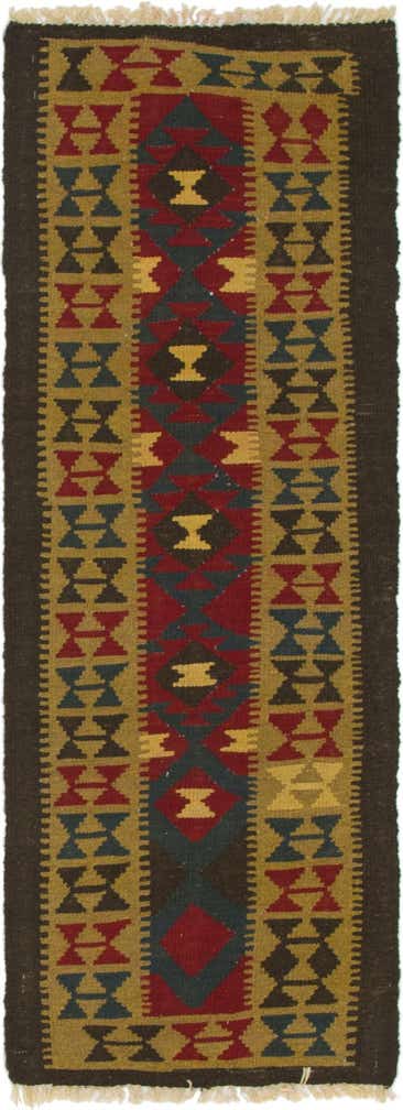 2' 2 x 6' 2 Hand Woven Kilim Maymana Wool Runner Rug