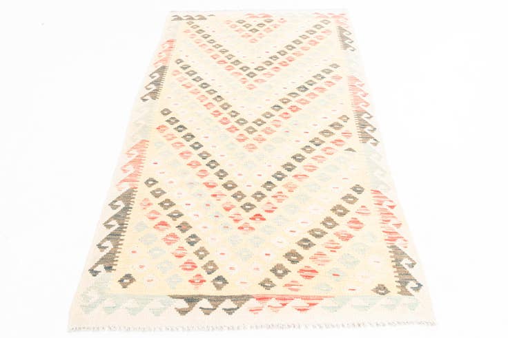 Detail image of 3' 5 x 6' 7 Hand Woven Kilim Maymana Wool Runner Rug