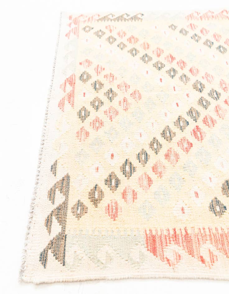 Detail image of 3' 5 x 6' 7  Hand Woven Kilim Maymana Wool Runner Rug