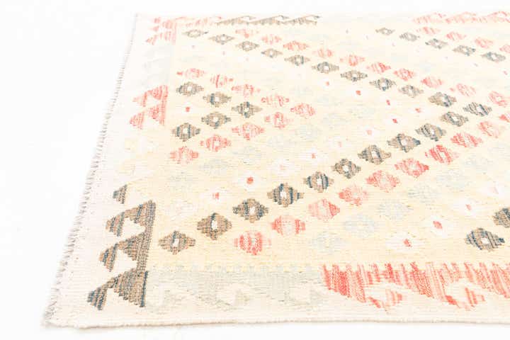 3' 5 x 6' 7 Hand Woven Kilim Maymana Wool Runner Rug