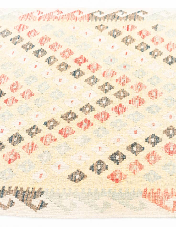 Detail image of 3' 5 x 6' 7  Hand Woven Kilim Maymana Wool Runner Rug