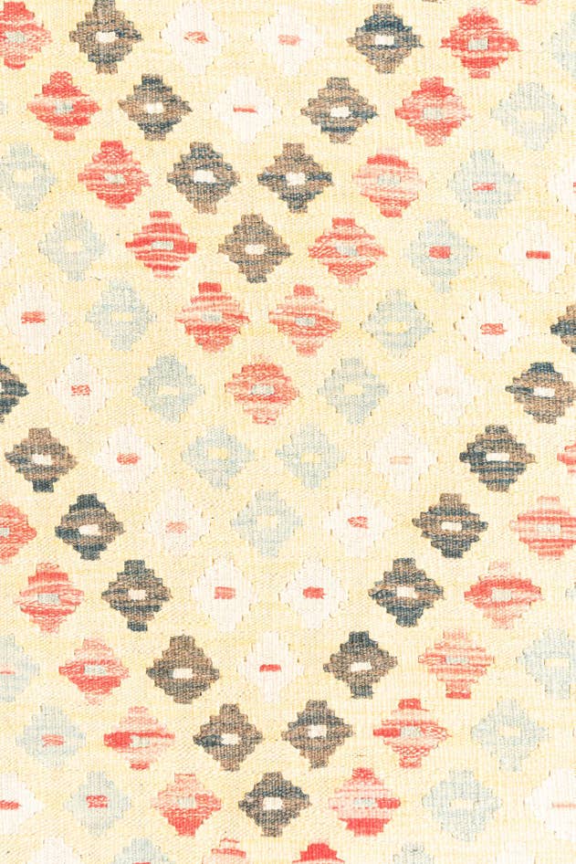 Detail image of 3' 5 x 6' 7 Hand Woven Kilim Maymana Wool Runner Rug