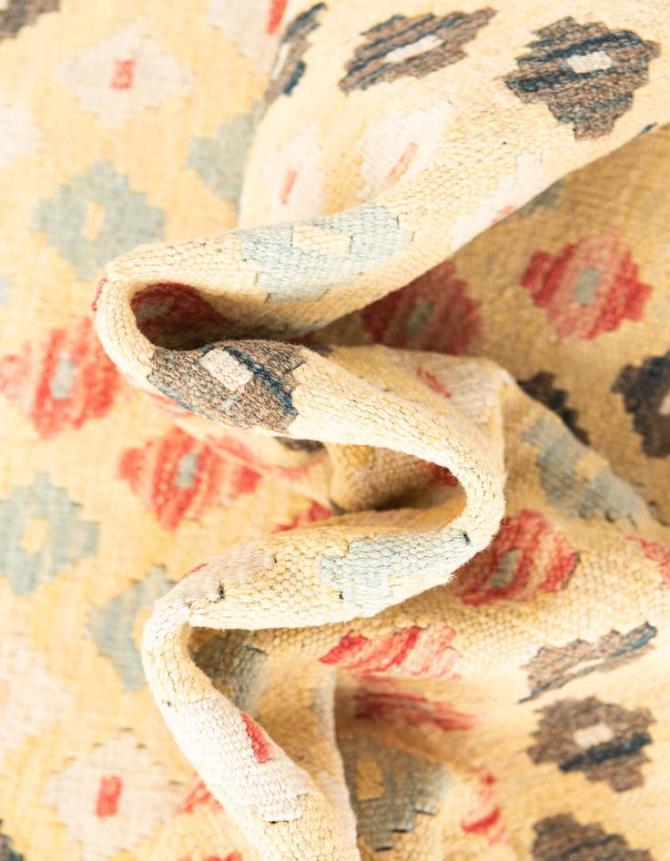 Detail image of 3' 5 x 6' 7  Hand Woven Kilim Maymana Wool Runner Rug