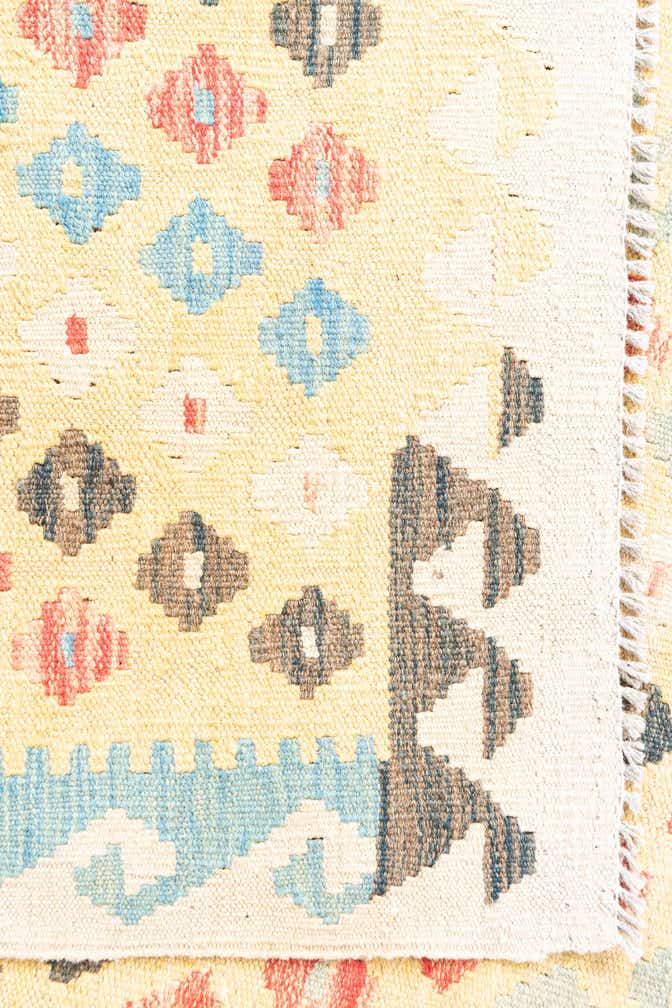3' 5 x 6' 7 Hand Woven Kilim Maymana Wool Runner Rug