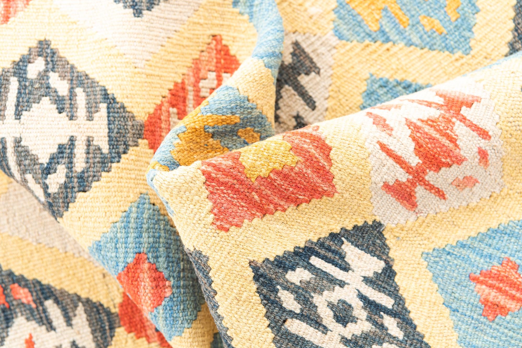 3' 3 x 6' 6 Hand Woven Kilim Maymana Wool Runner Rug