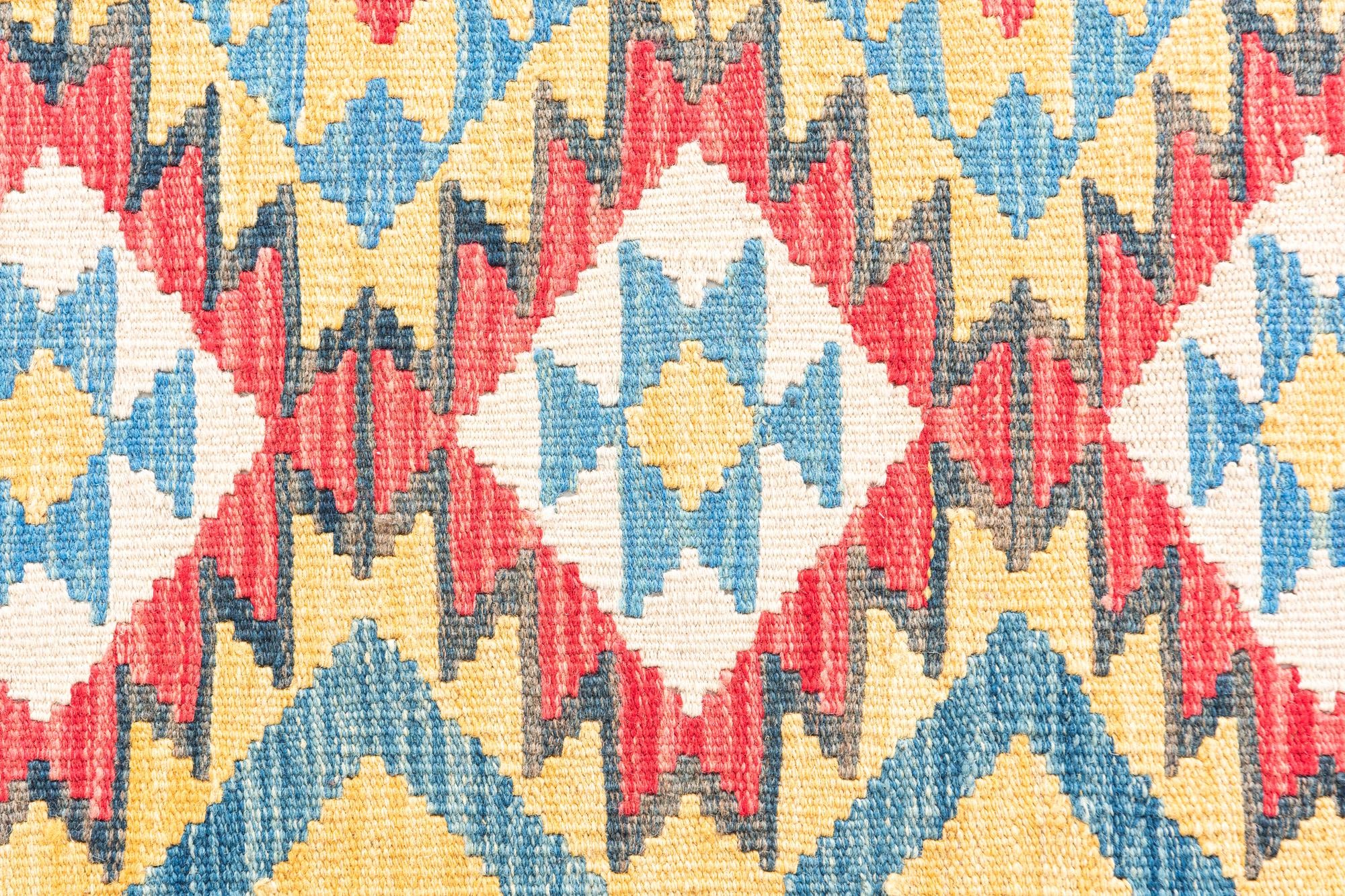 3' 5 x 6' 10 Hand Woven Kilim Maymana Wool Runner Rug