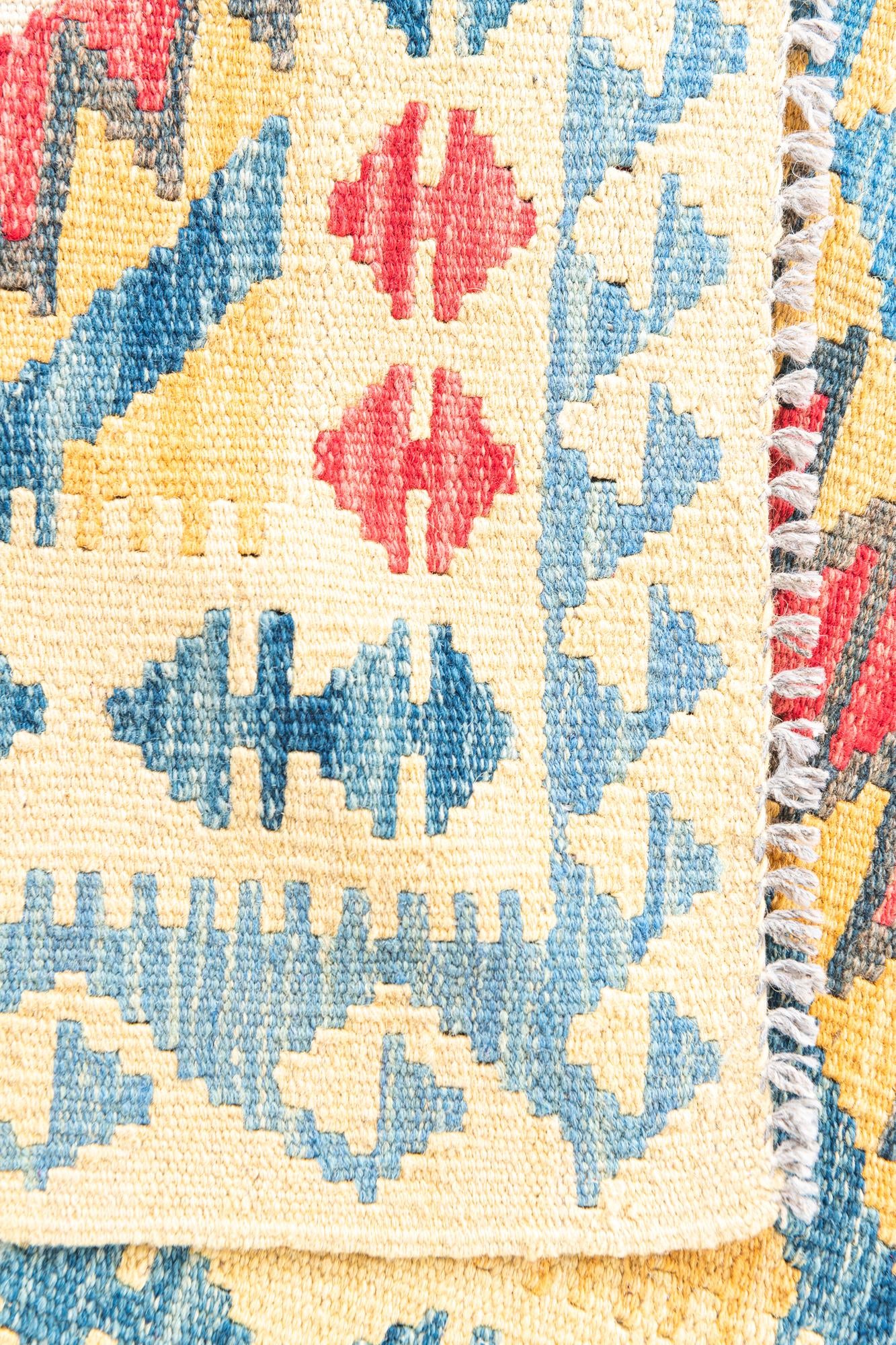 3' 5 x 6' 10 Hand Woven Kilim Maymana Wool Runner Rug