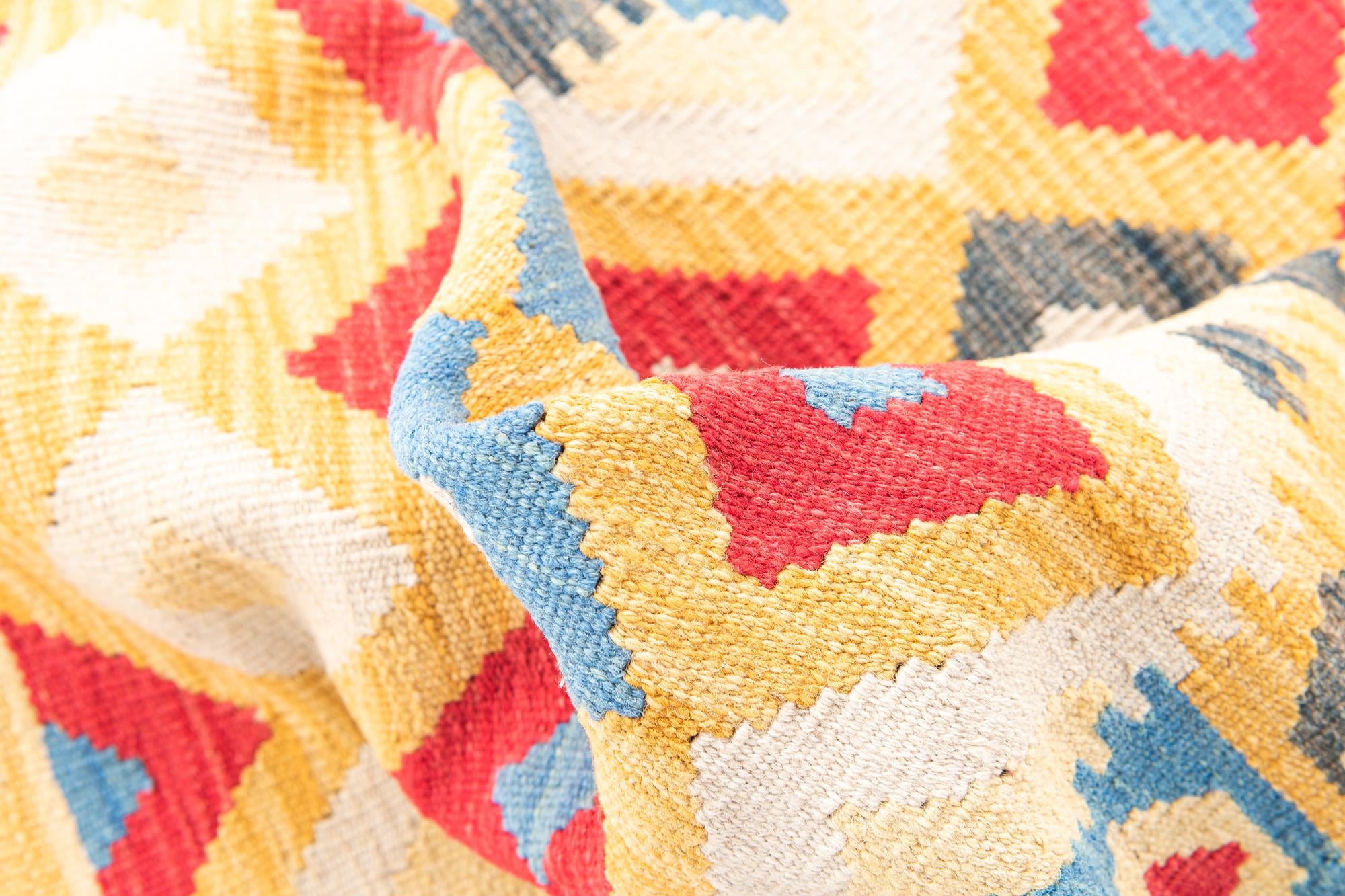 3' 3 x 6' 7 Hand Woven Kilim Maymana Wool Runner Rug