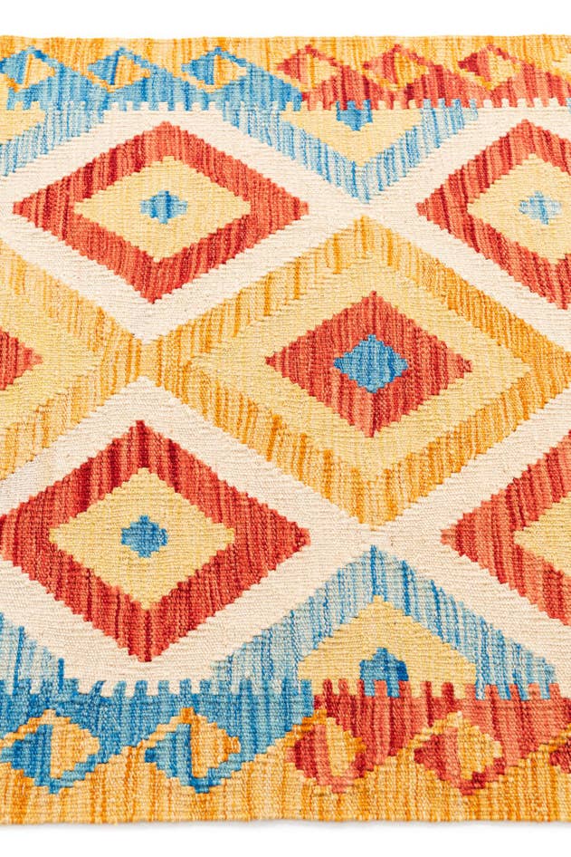Detail image of 3' 3 x 6' 7 Hand Woven Kilim Maymana Wool Runner Rug