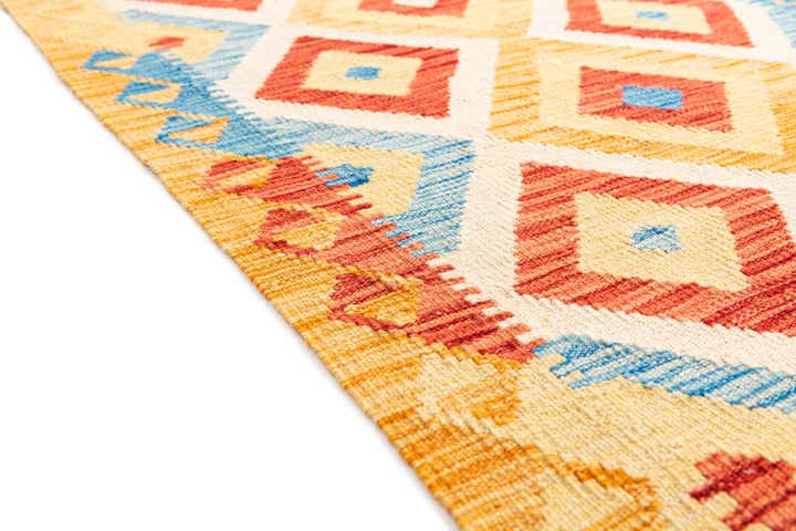 3' 3 x 6' 7 Hand Woven Kilim Maymana Wool Runner Rug