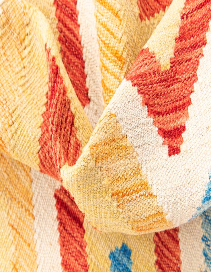 Detail image of 3' 3 x 6' 7  Hand Woven Kilim Maymana Wool Runner Rug