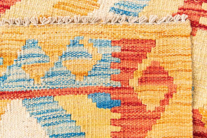 3' 3 x 6' 7 Hand Woven Kilim Maymana Wool Runner Rug