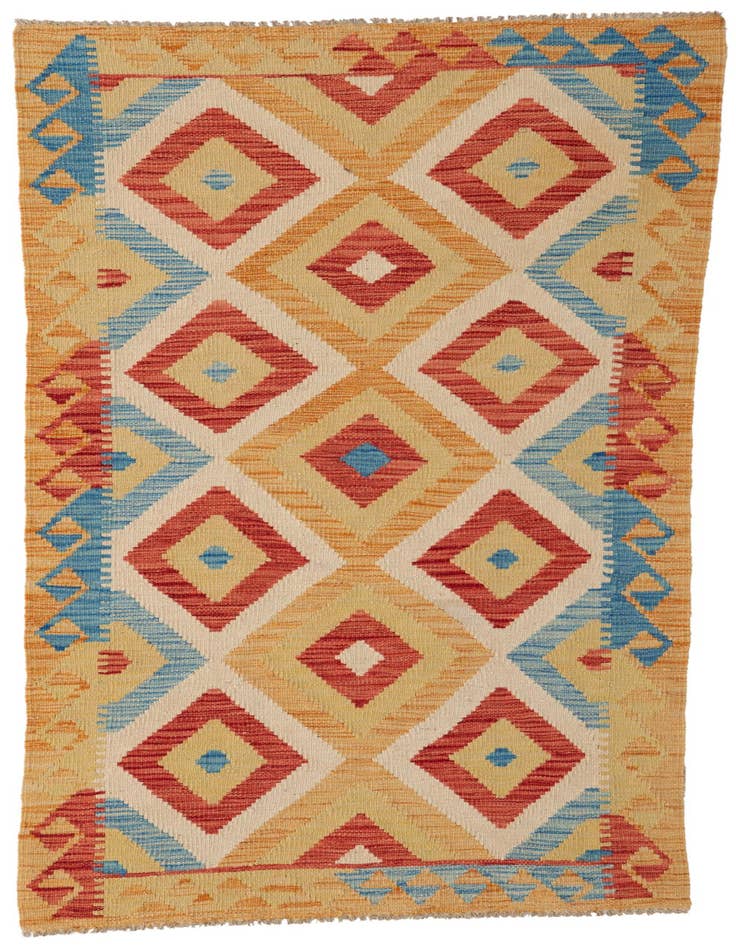 Detail image of 3' 3 x 6' 7 Hand Woven Kilim Maymana Wool Runner Rug