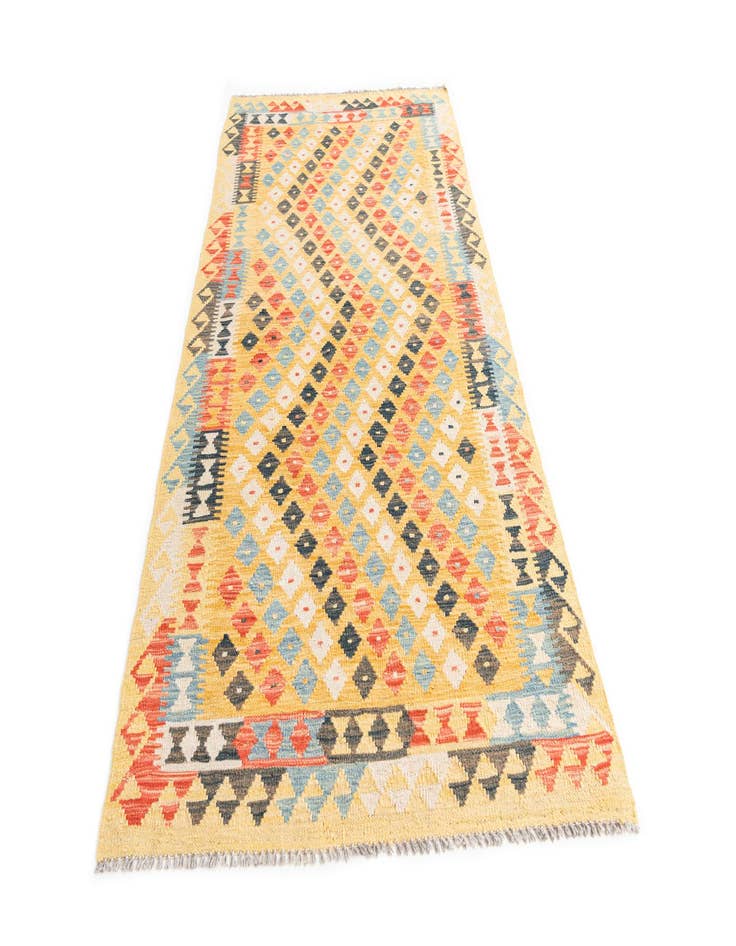 Detail image of 3' 4 x 6' 7  Hand Woven Kilim Maymana Wool Runner Rug