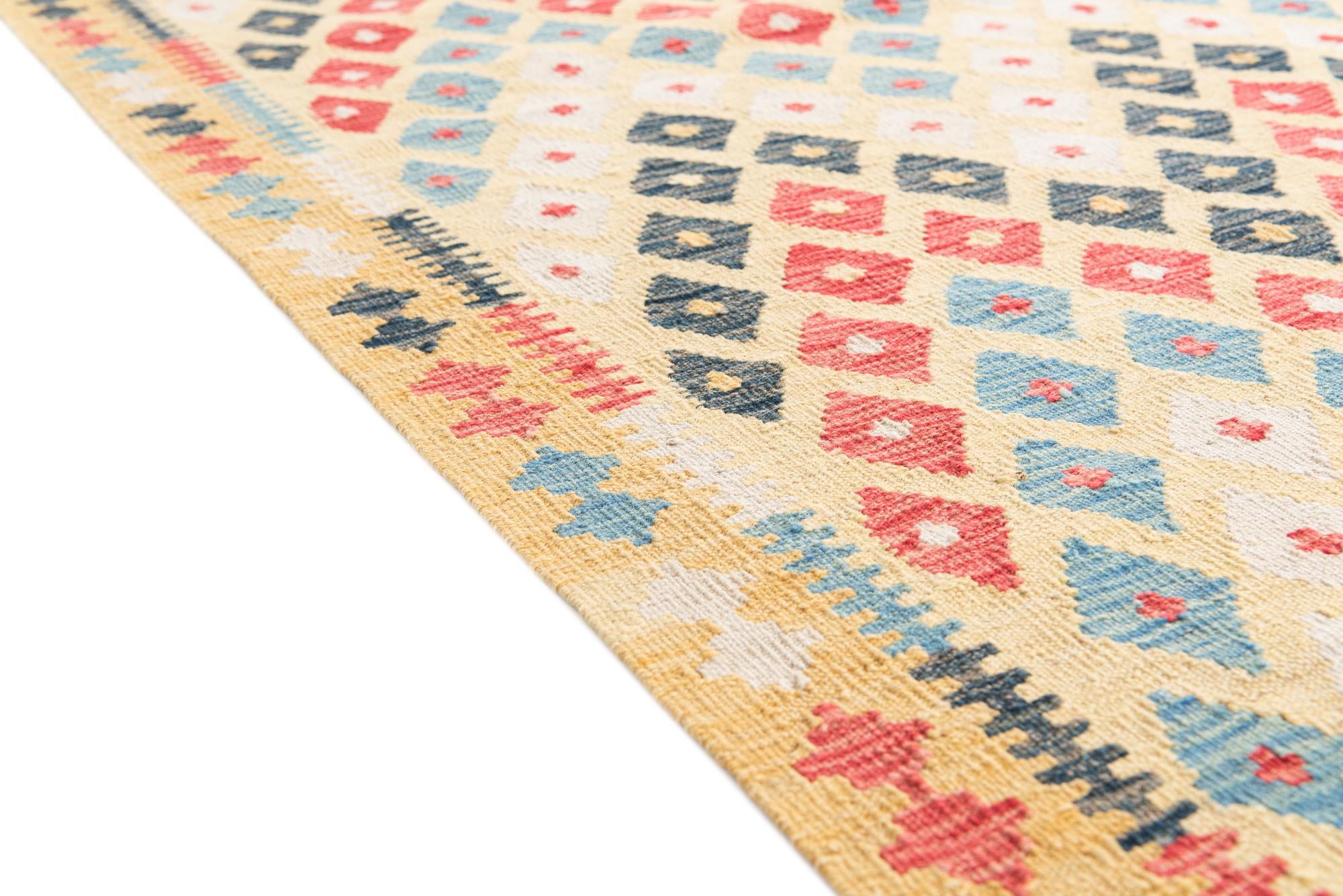 3' 5 x 6' 7 Hand Woven Kilim Maymana Wool Runner Rug