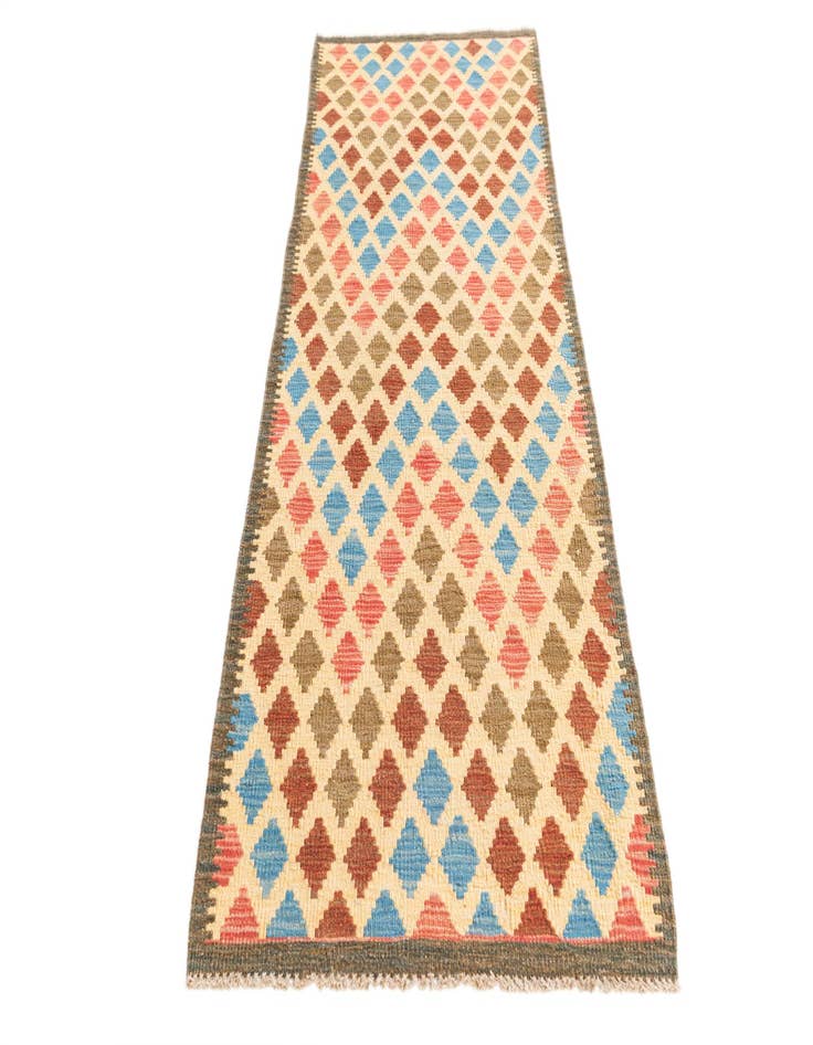 Detail image of 2' 4 x 6' 5 Hand Woven Kilim Maymana Wool Runner Rug