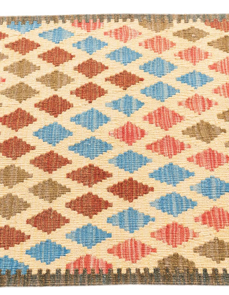 Detail image of 2' 4 x 6' 5 Hand Woven Kilim Maymana Wool Runner Rug