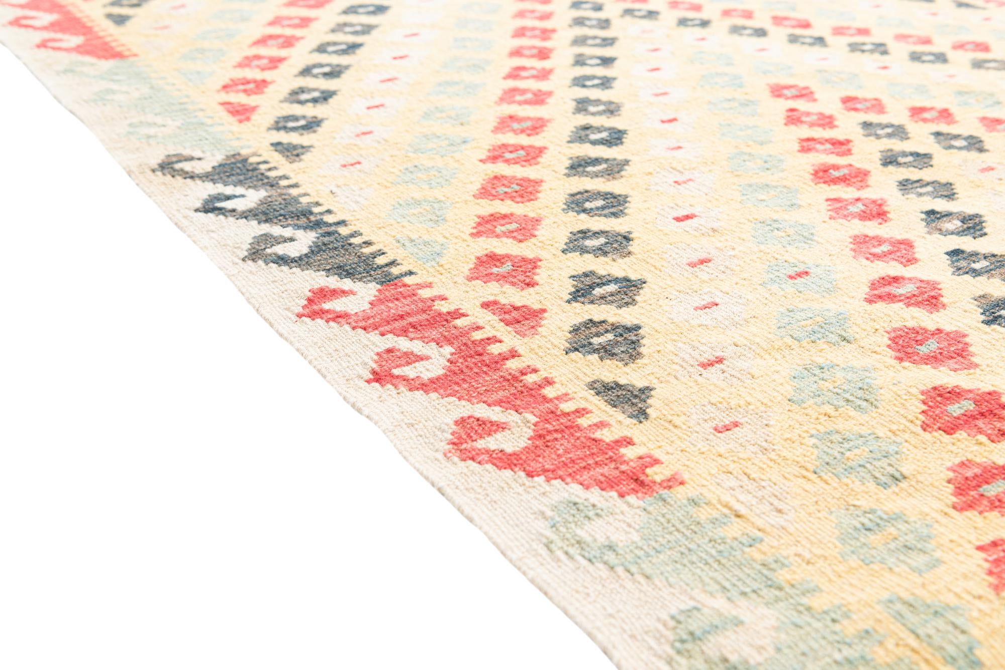 3' 3 x 6' 5 Hand Woven Kilim Maymana Wool Runner Rug