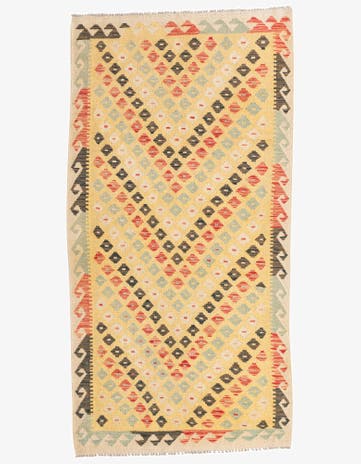 3' 5 x 6' 7 Hand Woven Kilim Maymana Wool Runner Rug