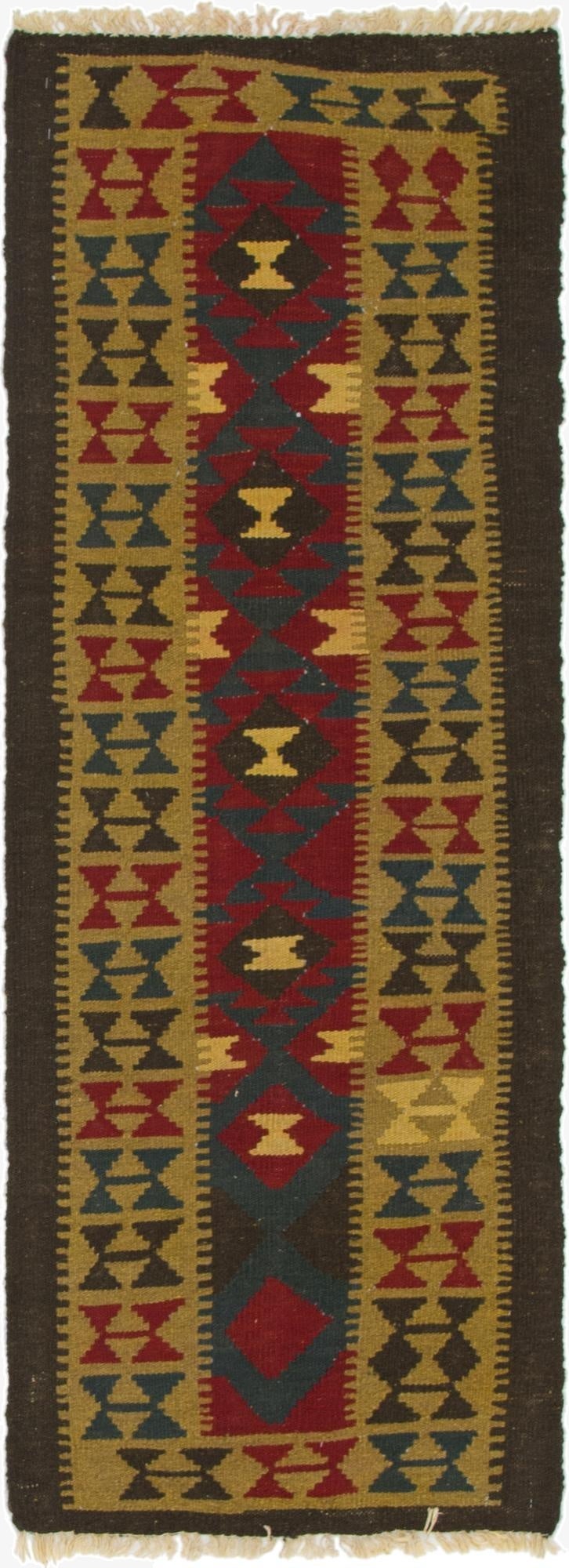 2' 2 x 6' 2  Hand Woven Kilim Maymana Wool Runner Rug