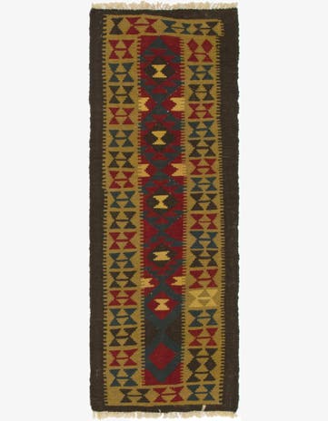 2' 2 x 6' 2 Hand Woven Kilim Maymana Wool Runner Rug