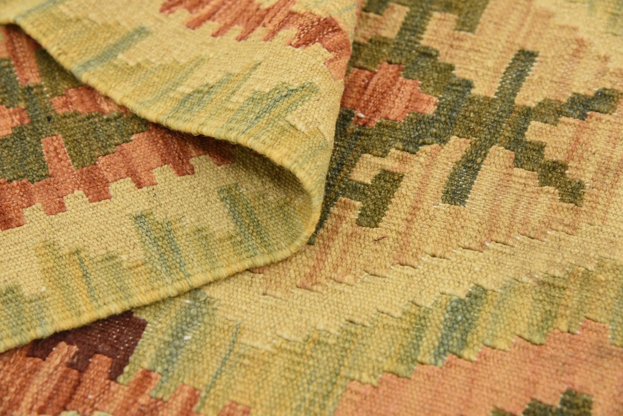 3' 5 x 6' 7 Hand Woven Kilim Waziri Wool Runner Rug