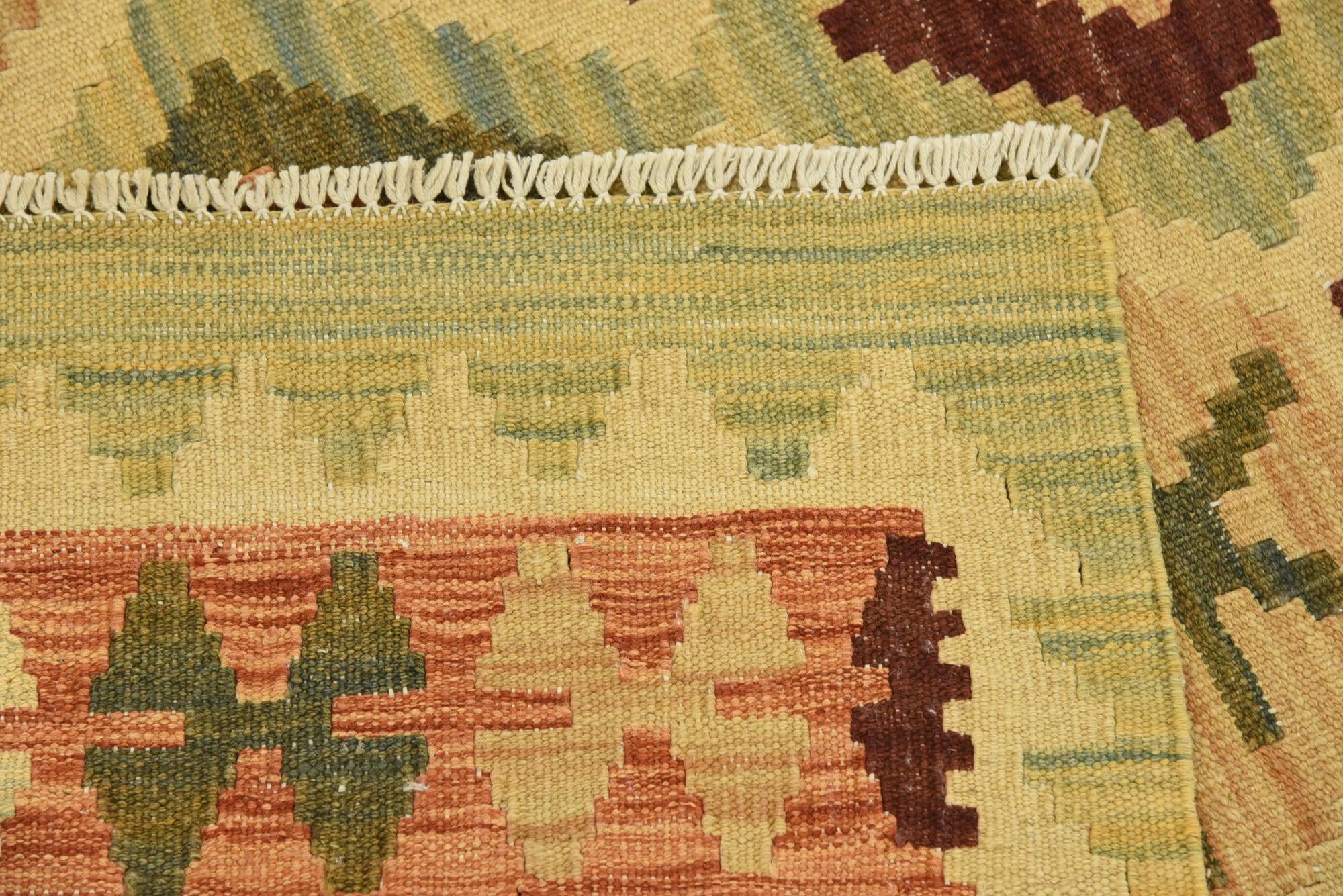 3' 5 x 6' 7 Hand Woven Kilim Waziri Wool Runner Rug