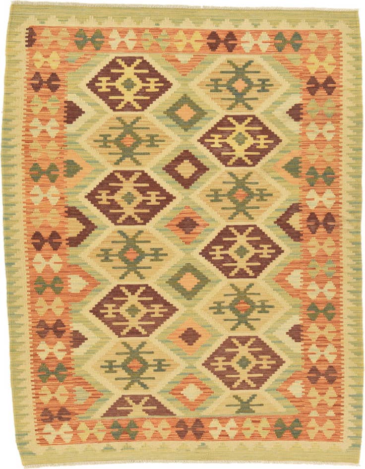 Detail image of 3' 5 x 6' 7 Hand Woven Kilim Waziri Wool Runner Rug