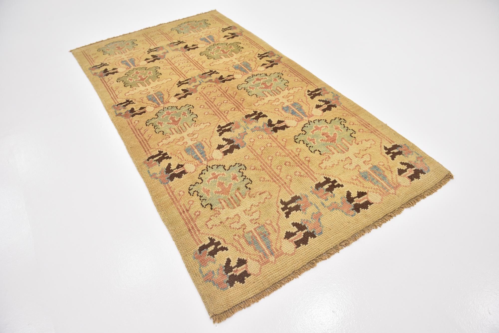 4' 4 x 8' Hand Knotted Oushak Wool Runner Rug