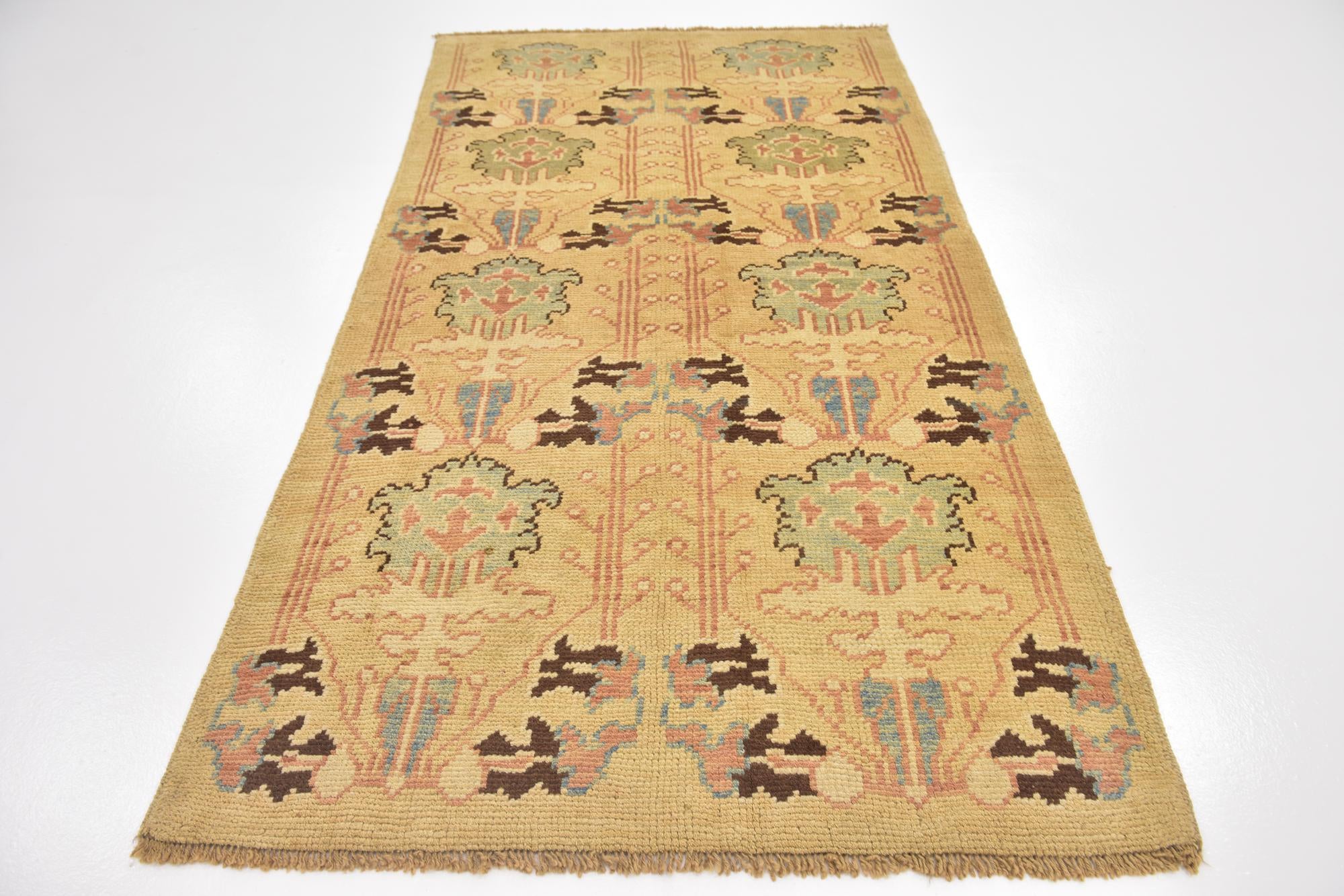 4' 4 x 8' Hand Knotted Oushak Wool Runner Rug