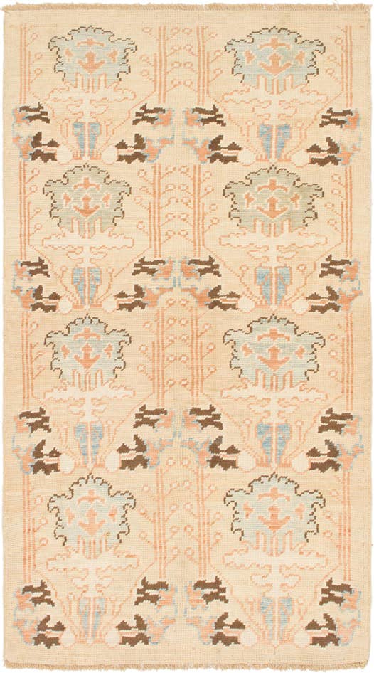 Detailansicht von 130cm x 245cm Handgeknüpft Oushak Wolle Läufer Teppich