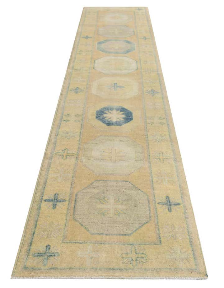 2' 9 x 12' 5 Hand Knotted Oushak Wool Runner Rug
