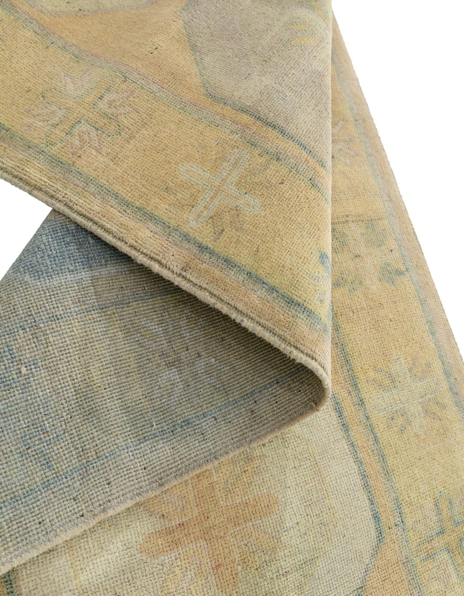 2' 9 x 12' 5 Hand Knotted Oushak Wool Runner Rug