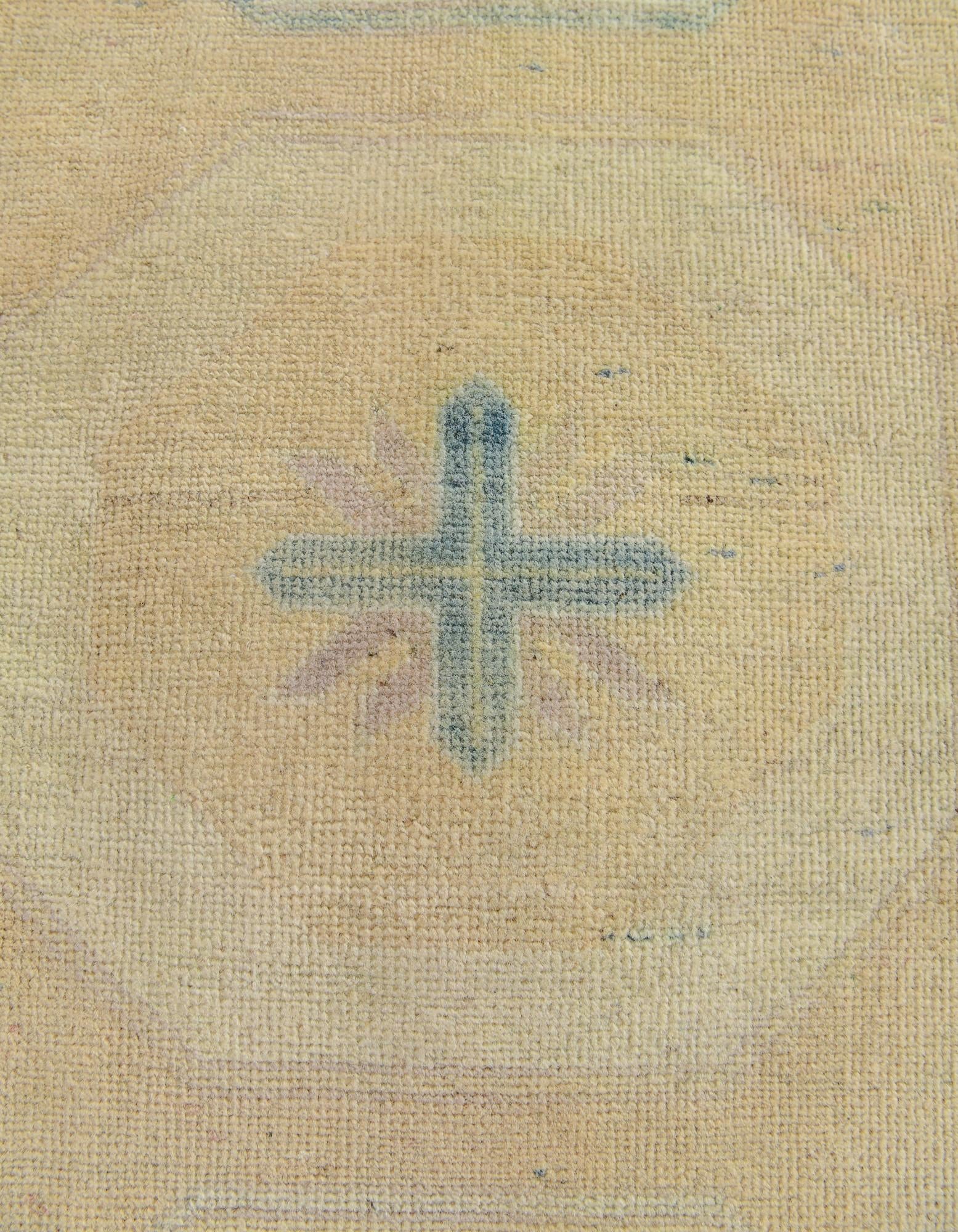 2' 9 x 12' 5 Hand Knotted Oushak Wool Runner Rug