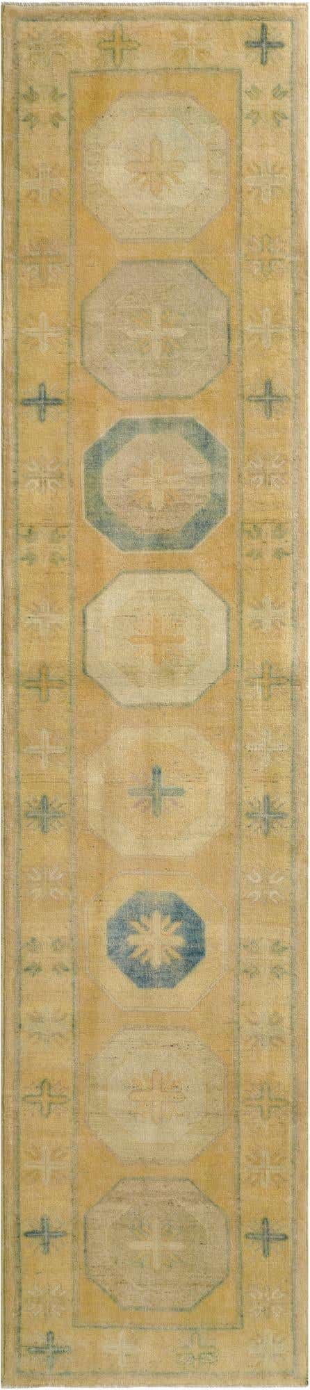 2' 9 x 12' 5 Hand Knotted Oushak Wool Runner Rug