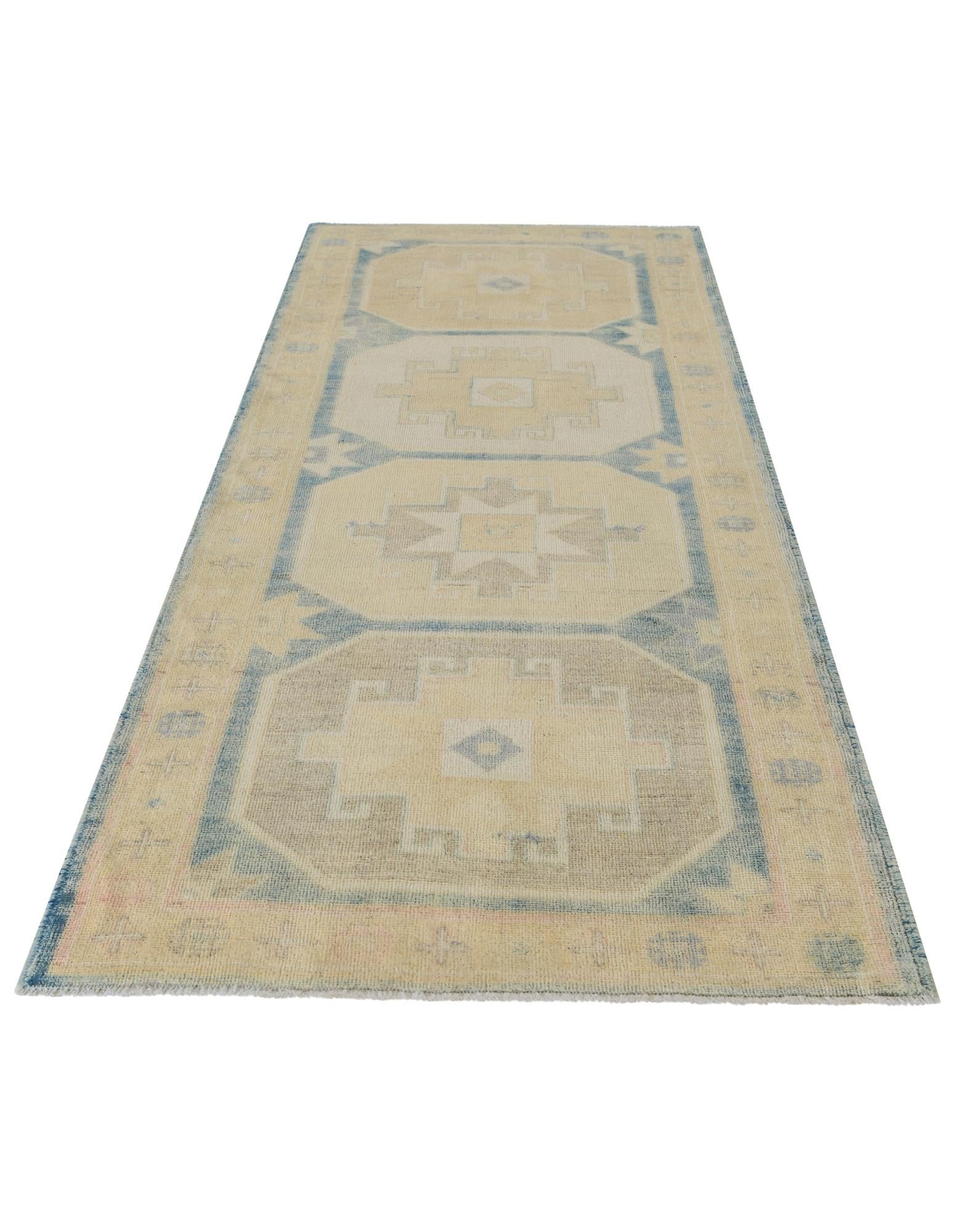 3' 2 x 8' 1 Hand Knotted Oushak Wool Runner Rug