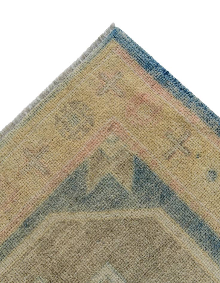 Detail image of 3' 2 x 8' 1  Hand Knotted Oushak Wool Runner Rug