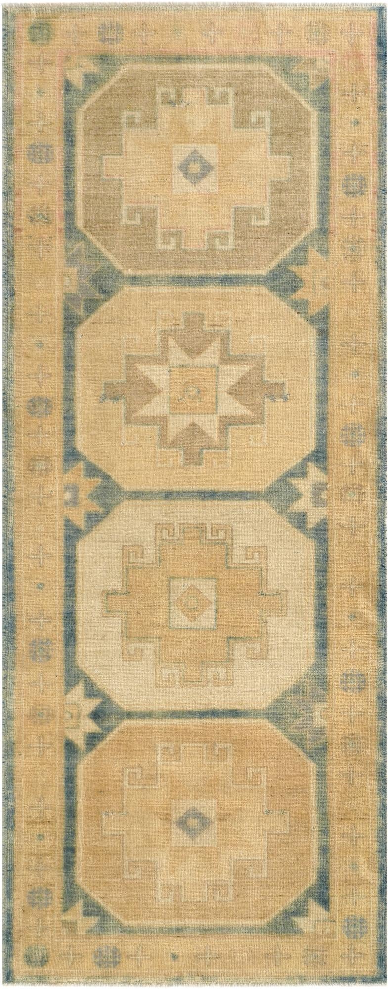 3' 2 x 8' 1  Hand Knotted Oushak Wool Runner Rug