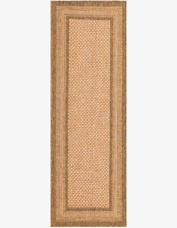Tan Easy-Clean Border Indoor / Outdoor Runner Rug