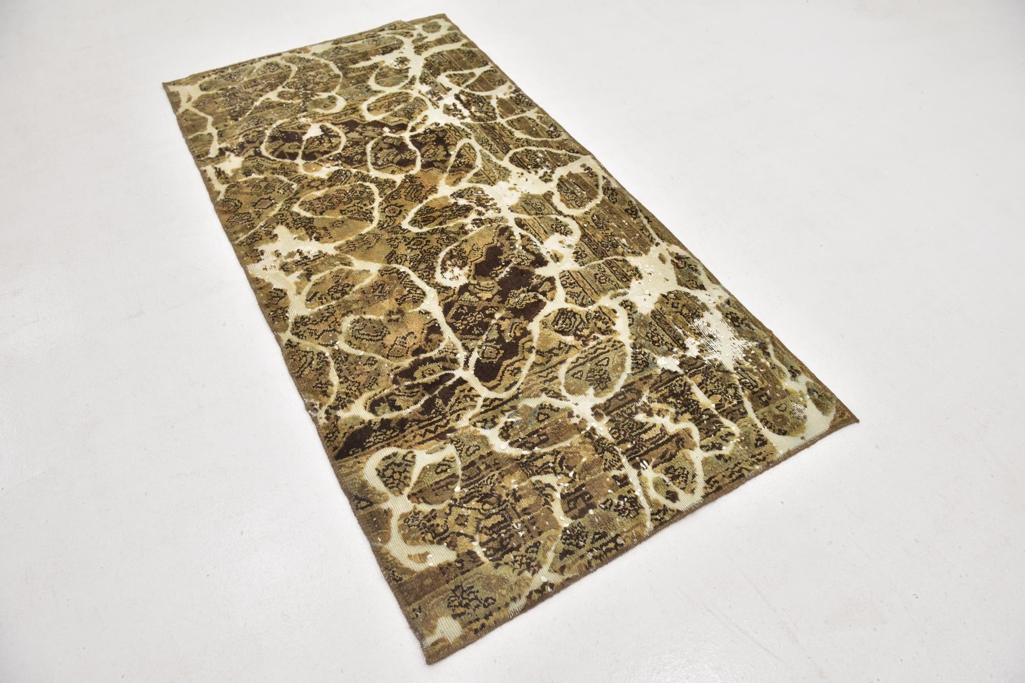 3' 5 x 6' 9 Hand Knotted Ultra Vintage Persian Wool Runner Rug