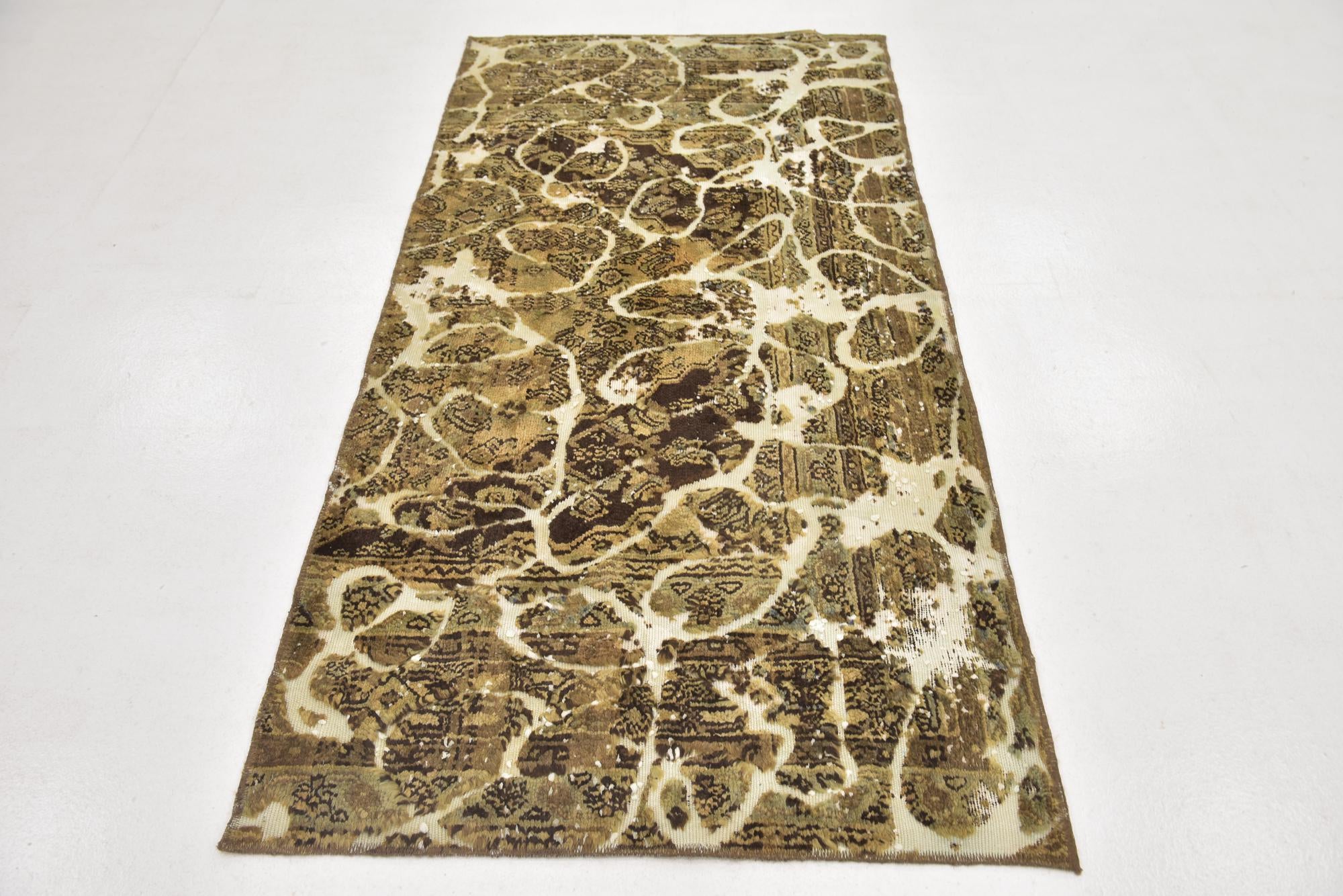 3' 5 x 6' 9 Hand Knotted Ultra Vintage Persian Wool Runner Rug