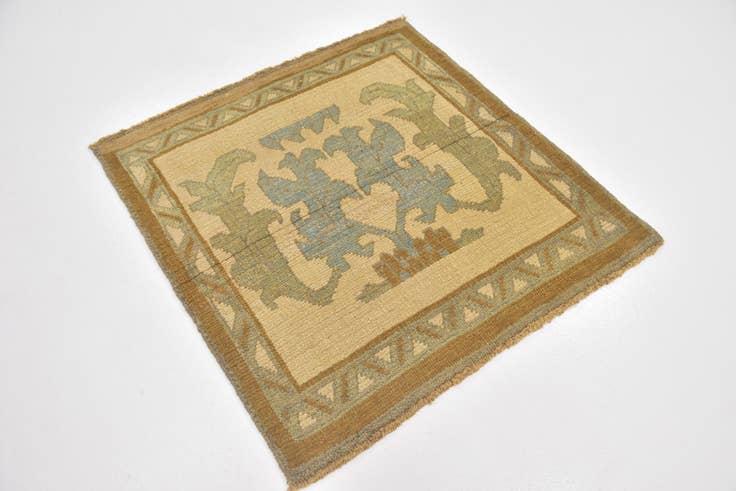Detail image of 3' 8 x 3' 10 Hand Knotted Oushak Wool Square Rug