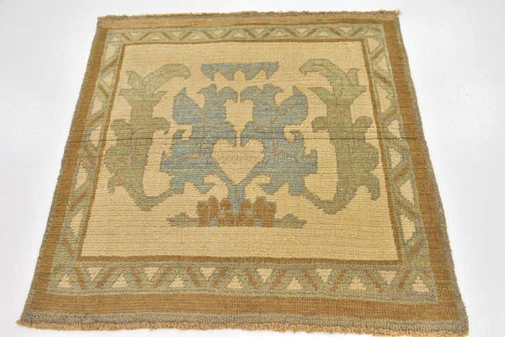 3' 8 x 3' 10 Hand Knotted Oushak Wool Square Rug