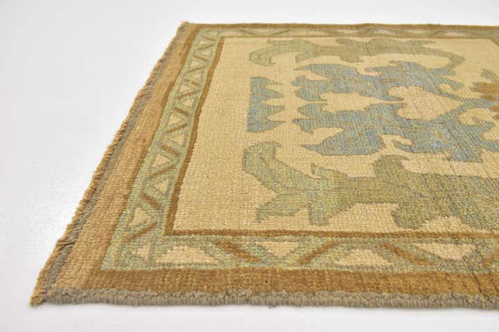 3' 8 x 3' 10 Hand Knotted Oushak Wool Square Rug