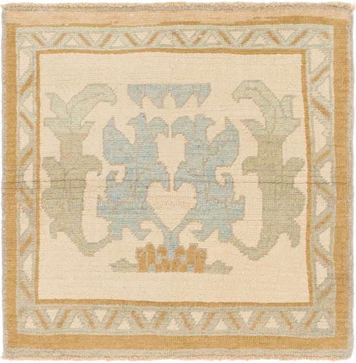 3' 8 x 3' 10 Hand Knotted Oushak Wool Square Rug