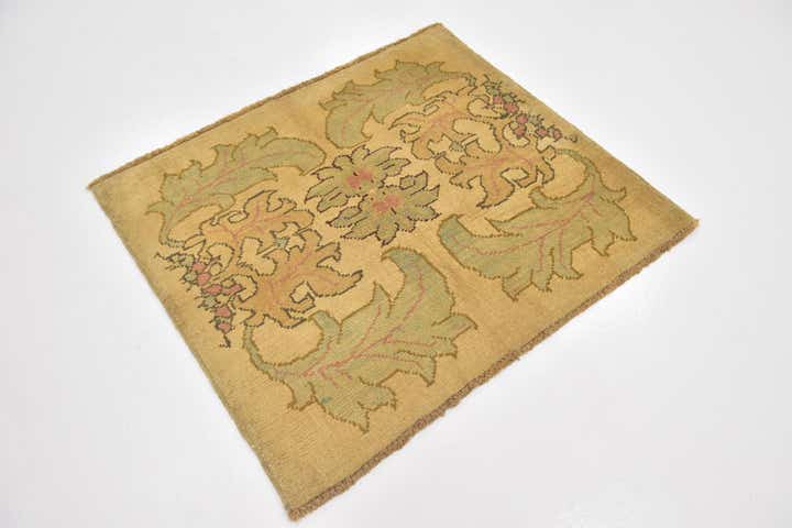 3' 6 x 4' Hand Knotted Oushak Wool Square Rug