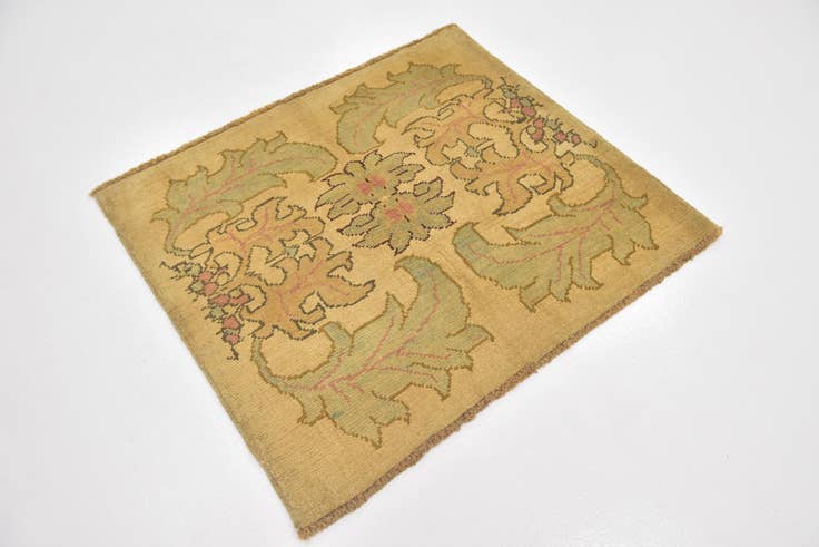 Detail image of 3' 6 x 4' Hand Knotted Oushak Wool Square Rug
