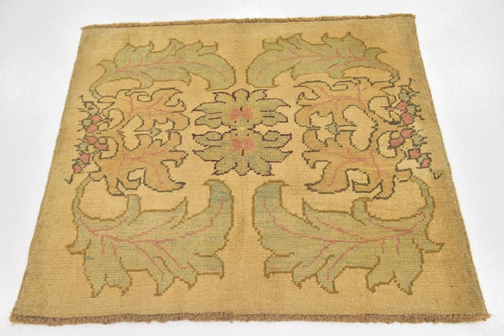 Detail image of 3' 6 x 4' Hand Knotted Oushak Wool Square Rug